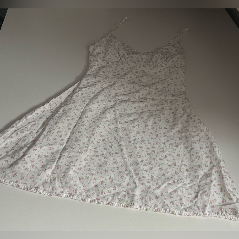 White/Light Pink Floral Slip Dress